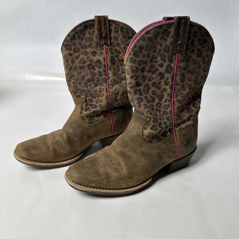 Ariat Legend Kids Western Cowboy Boots Size 3 Leopard Leather 10010911 Youth